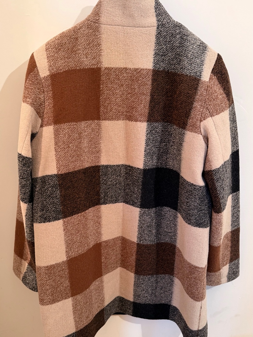 Pendleton Brown and Cream Plaid Zip-Front Wool Peacoat - Picture 3 of 6